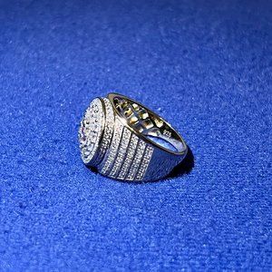 Men's 925 Gold Sterling Silver CZ Ring